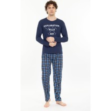 Tampap Erkek Baskılı Pijama Takımı Uzun Kollu Tampap