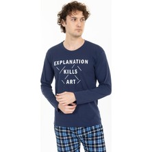 Tampap Erkek Baskılı Pijama Takımı Uzun Kollu Tampap