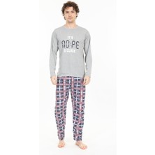 Tampap Erkek Baskılı Pijama Takımı Uzun Kollu Tampap