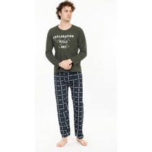 Tampap Erkek Baskılı Pijama Takımı Uzun Kollu Tampap