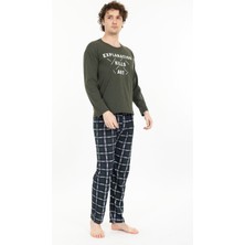 Tampap Erkek Baskılı Pijama Takımı Uzun Kollu Tampap