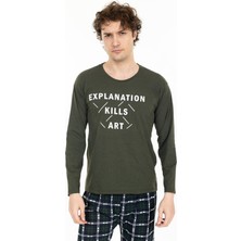 Tampap Erkek Baskılı Pijama Takımı Uzun Kollu Tampap