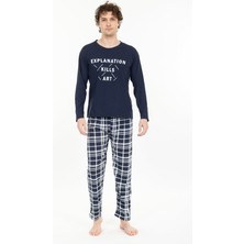 Tampap Erkek Baskılı Pijama Takımı Uzun Kollu Tampap