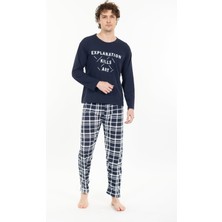 Tampap Erkek Baskılı Pijama Takımı Uzun Kollu Tampap
