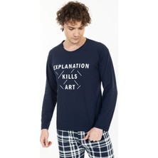 Tampap Erkek Baskılı Pijama Takımı Uzun Kollu Tampap