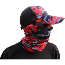 Captain Fisherman Style Camo Red Set Cap+Eldiven+Kolluk+Buff