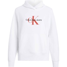Calvin Klein Jeans Kapüşon Yaka Baskılı Beyaz Kadın Sweatshırt J20J223077YAF