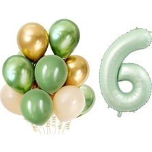 Parti Sürprizi Retro Su Yeşili 6 Yaş Latex Balon Set