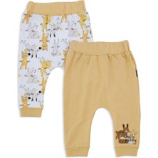Bebelop Unisex Bebek Çocuk Tavşan Baskılı Tek Alt Eşofman Altı 2'li Set