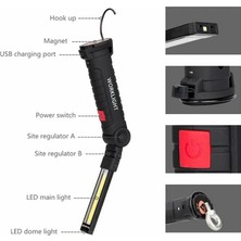 Enjoy Outdoor Taşınabilir Cob LED Çalışma Işığı USB Şarj Edilebilir Su Geçırmez Manyetik Atölye Muayene El Feneri Açık Yürüyüş Kamp Işığı (Yurt Dışından)