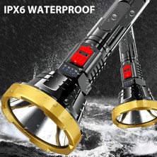 Enjoy Outdoor Süper Parlak LED El Feneri Taktik Flaş Işıklı Fener Su Geçırmez Dahili Pil Kamp Işığı USB Şarj Edilebilir (Yurt Dışından)