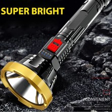 Enjoy Outdoor Süper Parlak LED El Feneri Taktik Flaş Işıklı Fener Su Geçırmez Dahili Pil Kamp Işığı USB Şarj Edilebilir (Yurt Dışından)