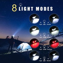 Enjoy Outdoor 8 Mod Handfress Hareket Sensörü Su Geçırmez Güçlü LED Far Far Kafa Lambası Cob El Feneri Kafa Işığı (Yurt Dışından)
