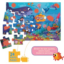 Büyüteçli Puzzle Su Dünyası 24 Parça Büyük Boy Yer Puzzle