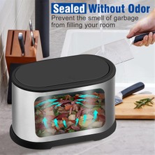 Sant Kuee  Kapaklı Mini Çöp Kovası, 4l Küçük Mutfak Kompost Kutusu Tezgah Üstü Çöp Kovası, Paslanmaz Çelik Mini Çöp Kovası Gümüş (Yurt Dışından)