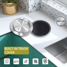 Sant Kuee  Paslanmaz Çelik Çöp Flap Kapaklı Çöp Kutusu Kapağı Gömme Dahili Denge Salıncak Flap Çöp Kapağı Mutfak Tezgah Üstü C (Yurt Dışından)