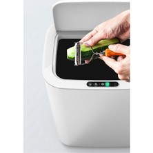 Sant Kuee  Elektrikli Otomatik Flip-Top Indüksiyon Çöp Kovası Ev Temassız Çöp Kovası Kapaklı Ofis Akıllı Çöp Kutusu Beyaz (Yurt Dışından)