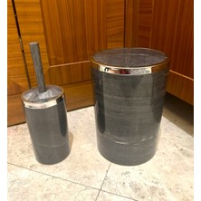 Makri Home Banyo Seti 5'li, Yuvarlak, Akrilik-Çöp Kovası, Wc Fırçalık, Sıvı Sabunluk, Diş Fırçalık, El Sabunluk