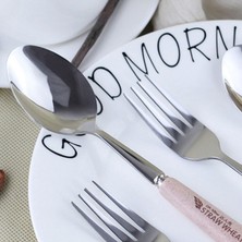 San Gold Yetişkin Bebek Yemekleri 2 Adet/takım Buğday Paslanmaz Çelik Kaşık Çatal Seti Taşınabilir Yetişkin Çocuk Iskandinav Tarzı Mutfak Gereçleri (Yurt Dışından)