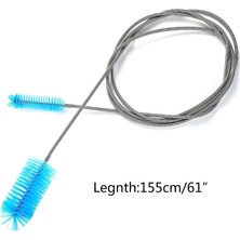 Pengfu Shop Sarı Stil 95AA Hortum Temizleme Fırçası Esnek Çift Uçlu Naylon Kıllar Akvaryum Filtre Fırçaları Paslanmaz Çelik Uzun Tüp Temizleme Fırçası (Yurt Dışından)