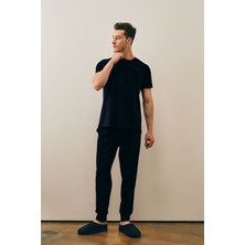 Yakamel Erkek Kısa Kollu Penye Pijama Takımı