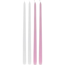 Depposite 4 Lu Beyaz Pembe Şamdan Mum 25X2 cm