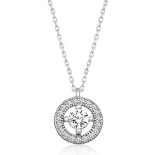 Serra Jewels Gümüş Minimal Yuvarlak Tektaş Kadın Kolye