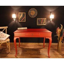 Wooding Mobilya 100 cm Çekmeceli Masif Kırmızı Çalışma Masası