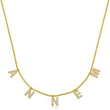 Serra Jewels ​Gümüş Gold Annem Yazılı Bayan Kolye