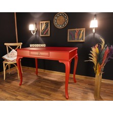 Wooding Mobilya 110 cm Çekmeceli Masif Kırmızı Çalışma Masası