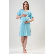 Kadın Kısa Kol Turkuaz Hamile Tunik C7T1N0402