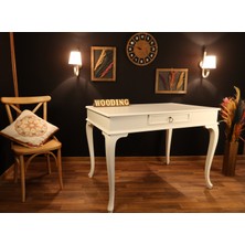 Wooding Mobilya 120 cm Çekmeceli Masif Beyaz Çalışma Masası
