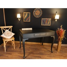 Wooding Mobilya 120 cm Çekmeceli Masif Siyah Çalışma Masası