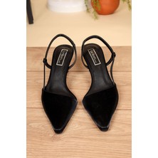 Birikon Düz Karnıyarık Stiletto Siyah