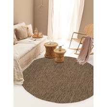 Halıcı Emin Bolivya B665A Yuvarlak Kahve Hasır Dokulu Antialerjik Halı Kilim Salon Mutfak Koridor Kesme Yolluk