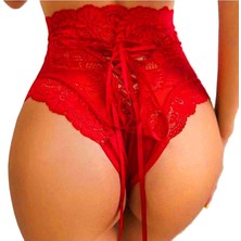 Alışveriş Parkı Kırmızı Dantelli Yüksek Bel Külot Hera - K1001