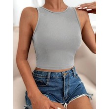 VivaJoy Kadın  Fitilli Halter Yaka Örme Atlet