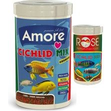 Amore Cichlid Mix Granules 1000ML, Rose Ciklet Mix 250ML Kutu Karışık Granül Balık Yemi