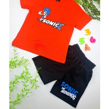 Bonboner Kids Erkek Çocuk Sonic Baskılı Turuncu Tişort Siyah Şort Ikili Takım