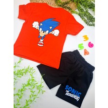 Bonboner Kids Erkek Çocuk Sonic Baskılı Turuncu Tişort Siyah Şort Ikili Takım