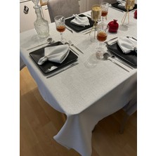 Zeren Home Simli Dertsiz Masa Örtüsü Gümüş + 12 Peçete