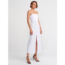 Dilvin 90758 Straplez Elbise-Beyaz