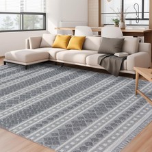 Halıcı Emin Inta 151N Gri Yuvarlak Havsız Tozsuz Kilim Özel Ölçü Salon Antre Mutfak Balkon Halısı