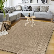Halıcı Emin Indore BE668J Bej Tozsuz Salon Mutfak Koridor Yolluk Jüt Hasır Görünümlü Halı