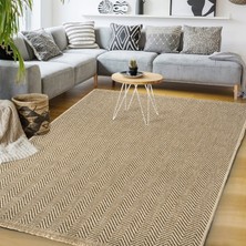 Halıcı Emin Indore 671J Kahve Yuvarlak Tozsuz Salon Mutfak Koridor Yolluk Jüt Hasır Görünümlü Halı