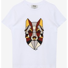 Jeep Ekru Erkek Çocuk Bisiklet Yaka Relaxed Baskılı T-Shirt C4Sb-Tst4222.