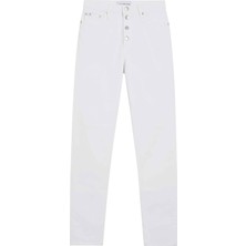 Calvin Klein Jeans Yüksek Bel Dar Paça Normal Beyaz Kadın Denim Pantolon J20J2227651AA