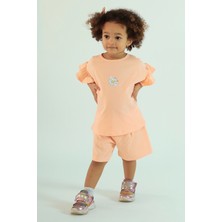 Harika Kids Kız Çocuk Fırfırlı Papatya Baskılı Şortlu Ikili Takım