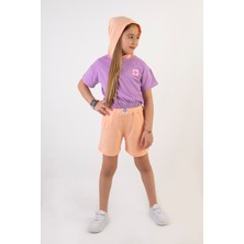 Harika Kids Kız Çocuk Kapşonlu Şortlu Alt-Üst Takım