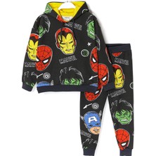 DobaKids 360 Derece Baskılı Kapüşonlu Erkek Çocuk Eşofman Takımı 3-10 Yaş Antrasit 001-0001898